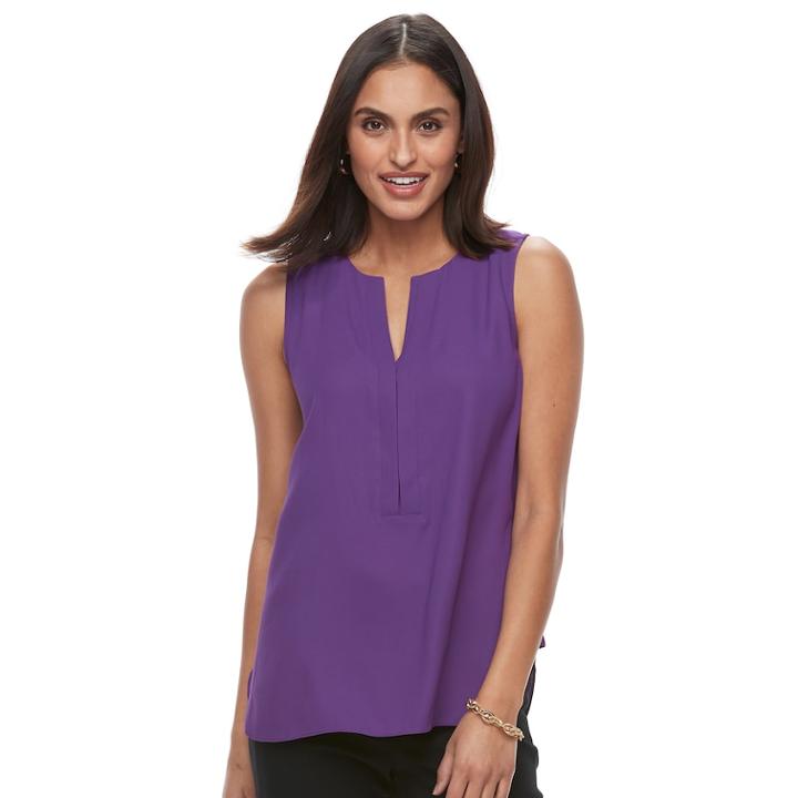 Women's Dana Buchman Crepe Sleeveless Blouse, Size: Medium, Med Purple