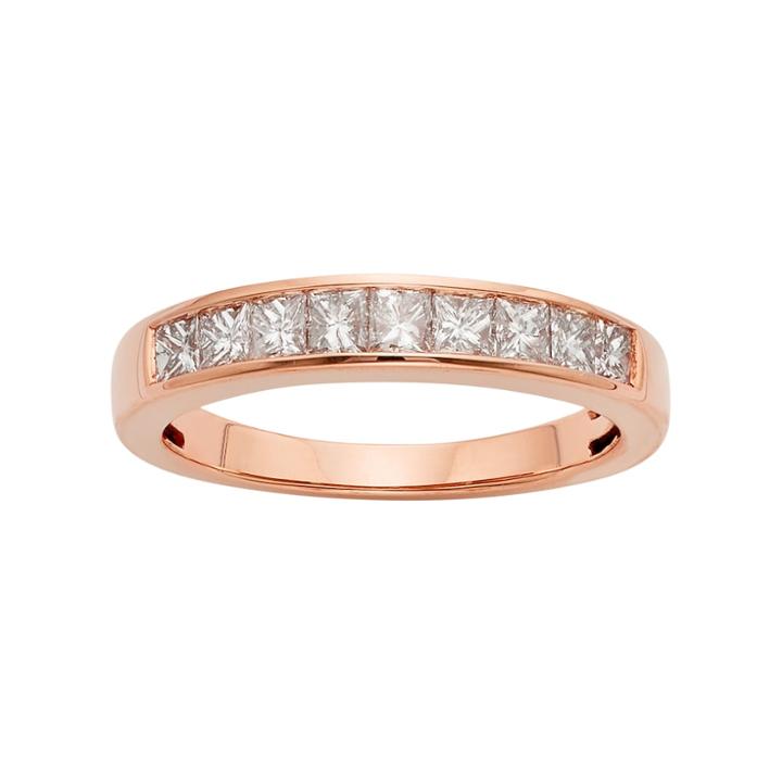 14k Rose Gold 3/4 Carat T.w. Igl Certified Diamond Anniversary Ring, Women's, Size: 6, White