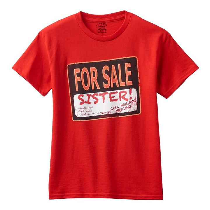 Boys 8-20 Sister For Sale Tee, Boy's, Size: Small, Red