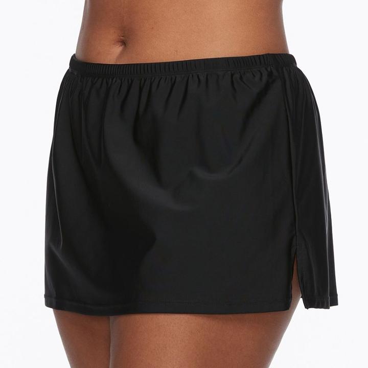 Plus Size Costa Del Sol Solid Swim Skirt, Women's, Size: 3xl, Black