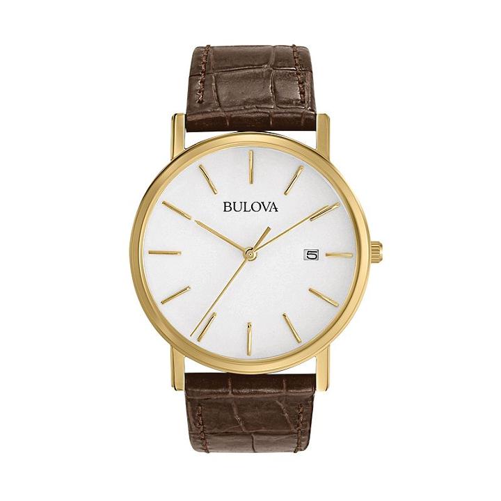Bulova Men's Leather Watch - 97b100, Brown