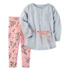 Girls 4-8 Carter's Striped Tunic & Floral Leggings Set, Size: 6x, Peach Floral