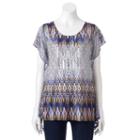 Women's World Unity Print Flutter Top, Size: Medium, Lt Beige