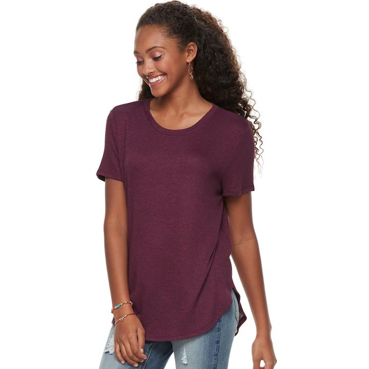 Juniors' Mudd&reg; Shirttail Short Sleeve Tee, Teens, Size: Large, Dark Pink