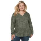 Plus Size Sonoma Goods For Life&trade; Henley Top, Women's, Size: 1xl, Green