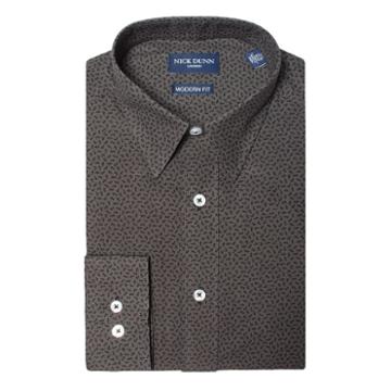 Men's Nick Dunn Modern-fit Dress Shirt, Size: L-34/35, Grey (charcoal)