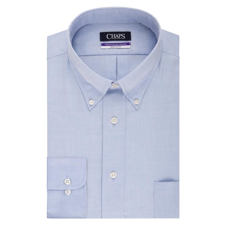 Big & Tall Chaps Regular Fit Non Iron Stretch Button-down Collar Dress Shirt, Men's, Size: 18.5 32/3b, Blue