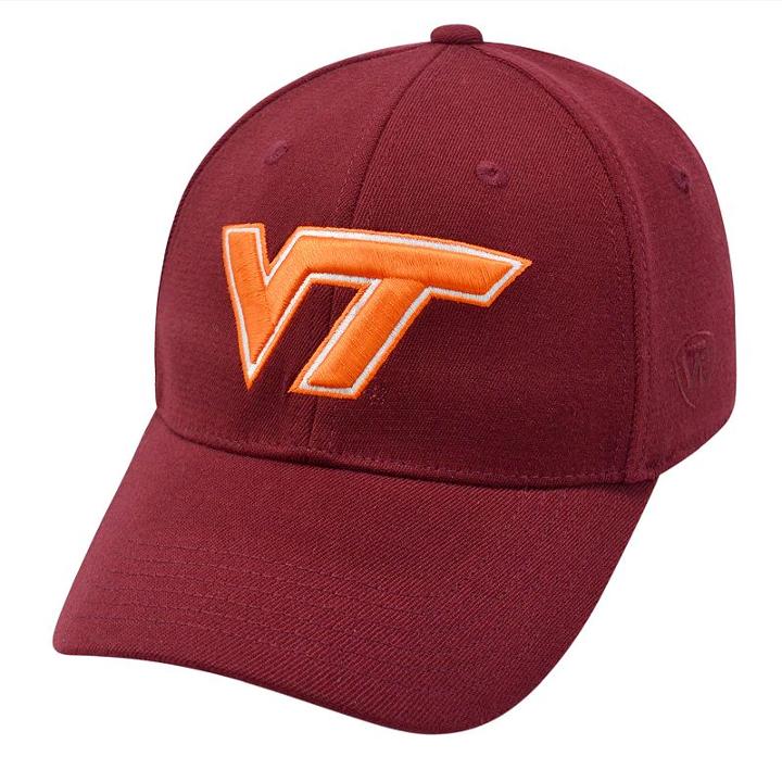 Adult Top Of The World Virginia Tech Hokies One-fit Cap, Men's, Dark Red