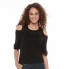 Women's Apt. 9&reg; Metallic Cold-shoulder Crewneck Sweater, Size: Small, White Oth