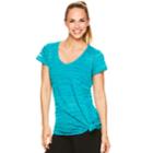 Women's Gaiam Striped Burnout Yoga Tee, Size: Medium, Blue (navy)