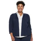 Plus Size Dana Buchman Jacquard Jacket, Women's, Size: 3xl, Blue (navy)