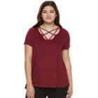 Juniors' Plus Size Pink Republic Strappy Scoopneck Tee, Teens, Size: 1xl, Med Purple