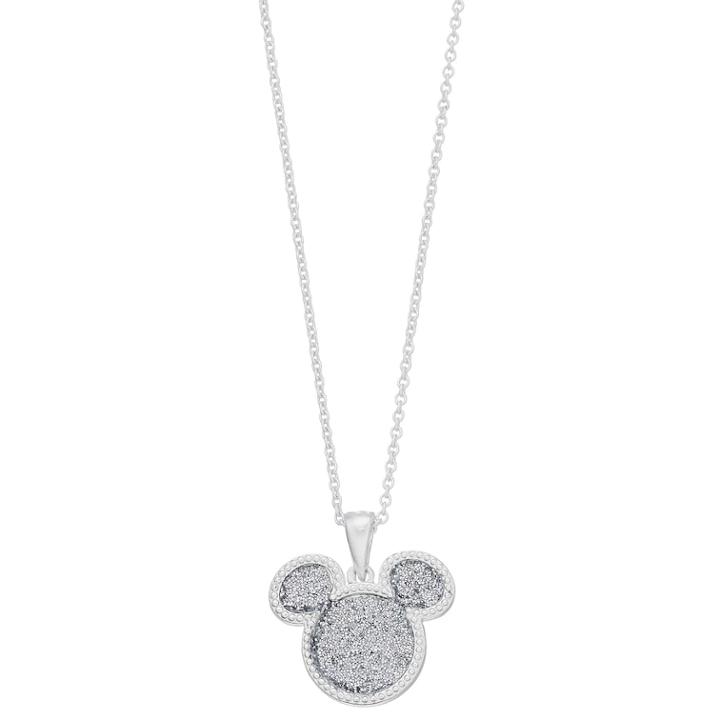 Disney's Mickey Mouse 90th Anniversary Silver Plated Mickey Head Pendant, Women's, Size: 18, Gold
