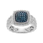 Sterling Silver 1/4 Carat T.w. Blue Diamond Cluster Ring, Women's, Size: 6