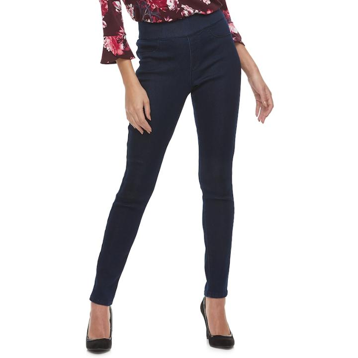 Women's Elle&trade; Pull-on Skinny Jeans, Size: Medium, Dark Blue
