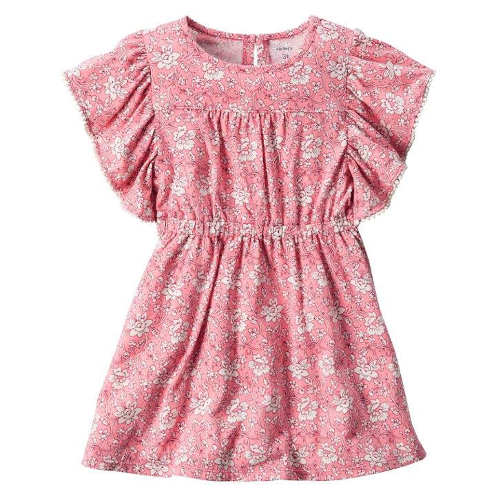 Girls 4-8 Carter's Floral Cinched Waist Dress, Size: 4, Pink Floral