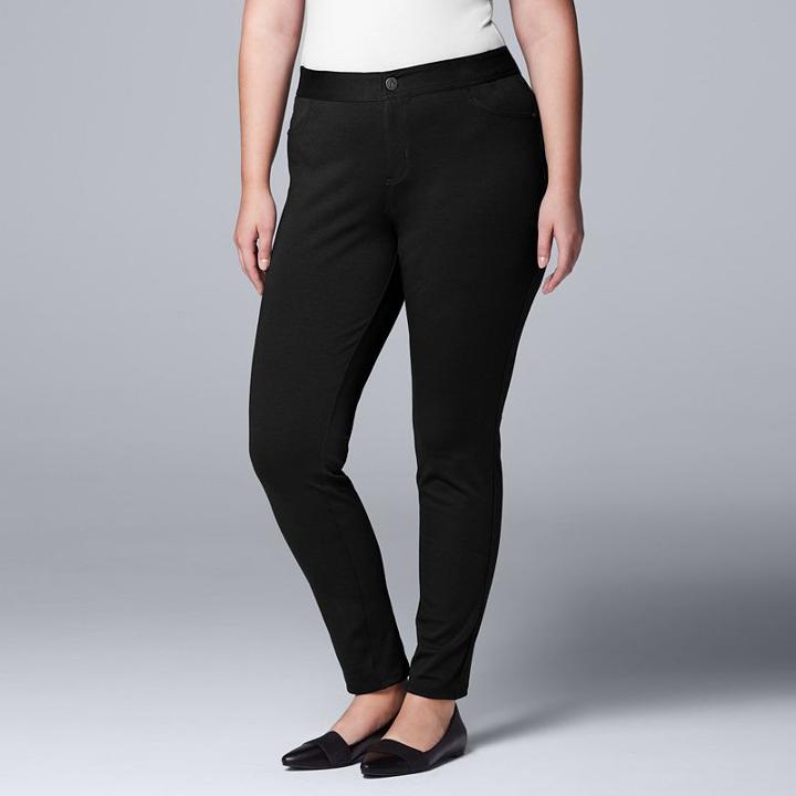 Plus Size Simply Vera Vera Wang Solid Twill Leggings, Women's, Size: 1xl, Black