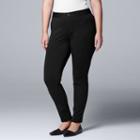 Plus Size Simply Vera Vera Wang Solid Twill Leggings, Women's, Size: 1xl, Black