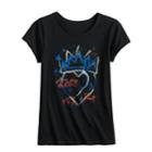Girls 7-16 Squiggly Crown & Heart Graphic Tee, Size: Large, Black