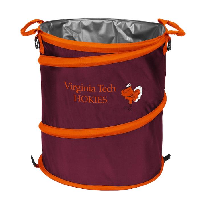 Logo Brand Virginia Tech Hokies Collapsible 3-in-1 Trashcan Cooler, Kids Unisex, Multicolor