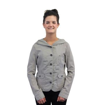 Women's Coffee Shop Mixed-media Jacket, Size: Small, Grey