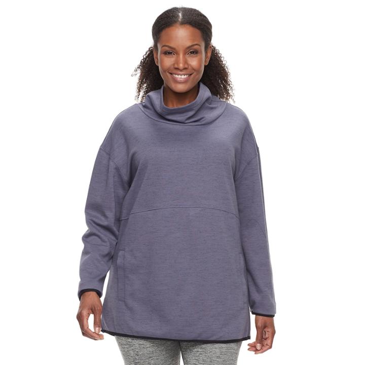 Plus Size Tek Gear&reg; Fleece Funnel Neck Pullover Top, Women's, Size: 2xl, Drk Purple