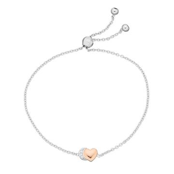 Sterling Silver Moon & Heart Charm Bolo Bracelet, Women's