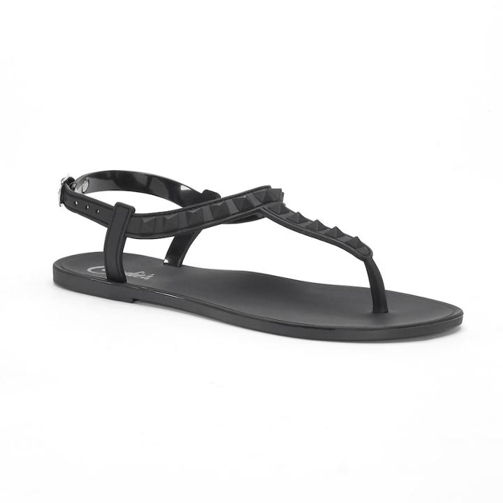 Women's Candie's&reg; Pyramid Stud Thong Sandals, Size: Xl, Black