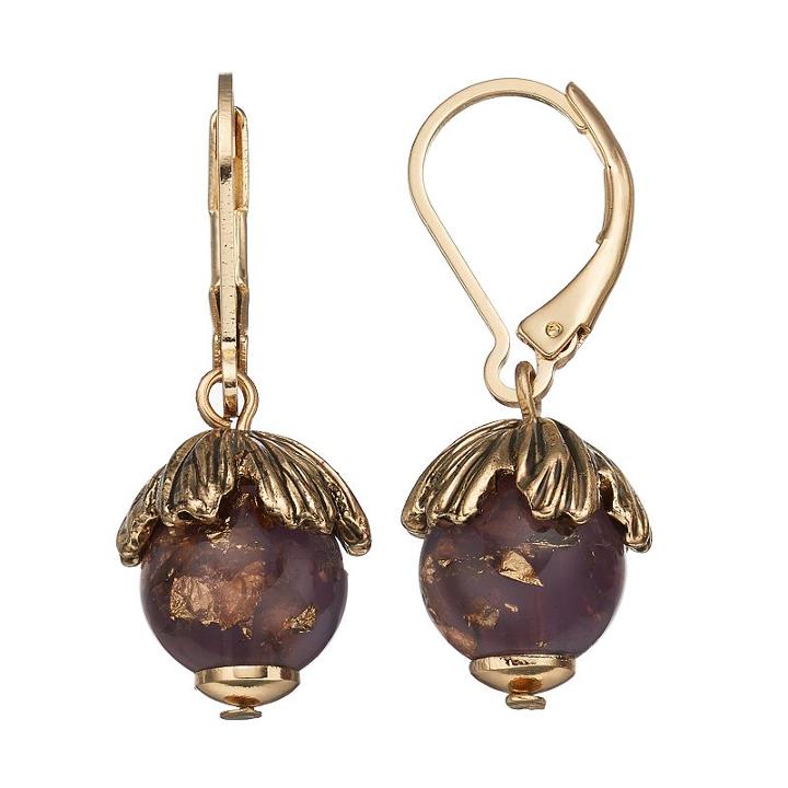 Dana Buchman Beaded Tulip Nickel Free Drop Earrings, Women's, Dark Red