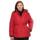 Plus Size D.e.t.a.i.l.s Full-zip Hooded Puffer Jacket, Women's, Size: 2xl, Red