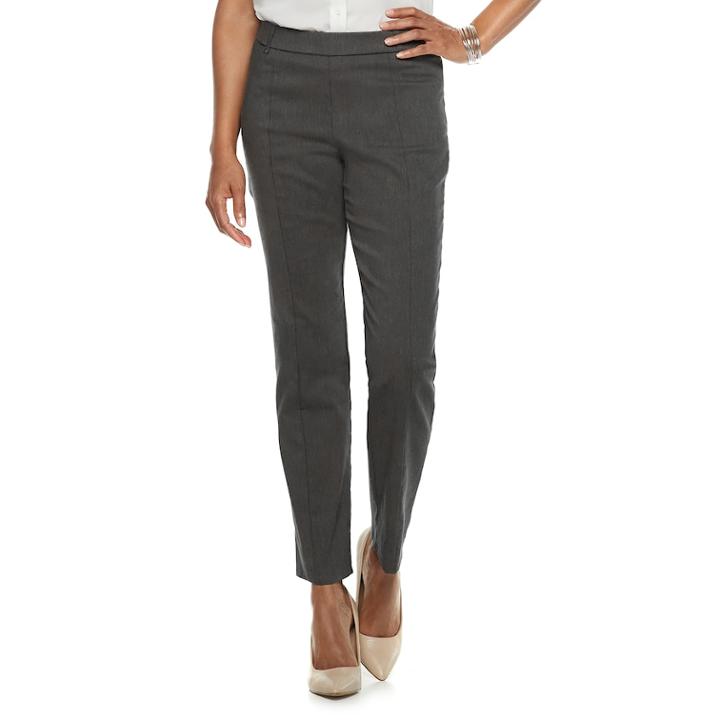 Petite Napa Valley Slimming Solution Straight-leg Dress Pants, Women's, Size: 4 Petite, Grey