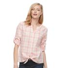 Women's Croft & Barrow&reg; Tie-front Shirt, Size: Large, Lt Orange