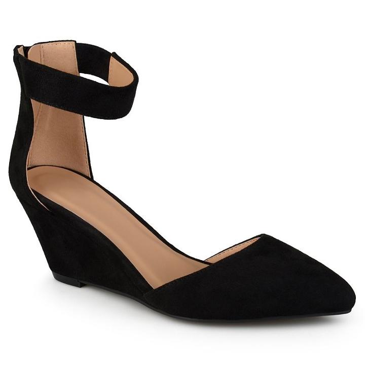 Journee Collection Kova Women's Ankle Strap Wedges, Girl's, Size: 6, Black