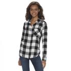 Juniors' So&reg; Twill Button Down Shirt, Girl's, Size: Medium, Black
