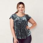 Plus Size Lc Lauren Conrad Velvet Pleated Top, Women's, Size: 2xl, Blue