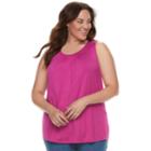 Plus Size Croft & Barrow&reg; Pleated Swing Tank, Women's, Size: 2xl, Med Pink