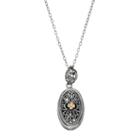 Sterling Silver & 14k Gold Oval Pendant, Women's, Size: 18, Multicolor