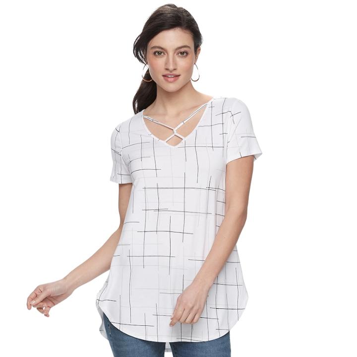 Women's Apt. 9&reg; Strappy Twist Tunic, Size: Xl, White