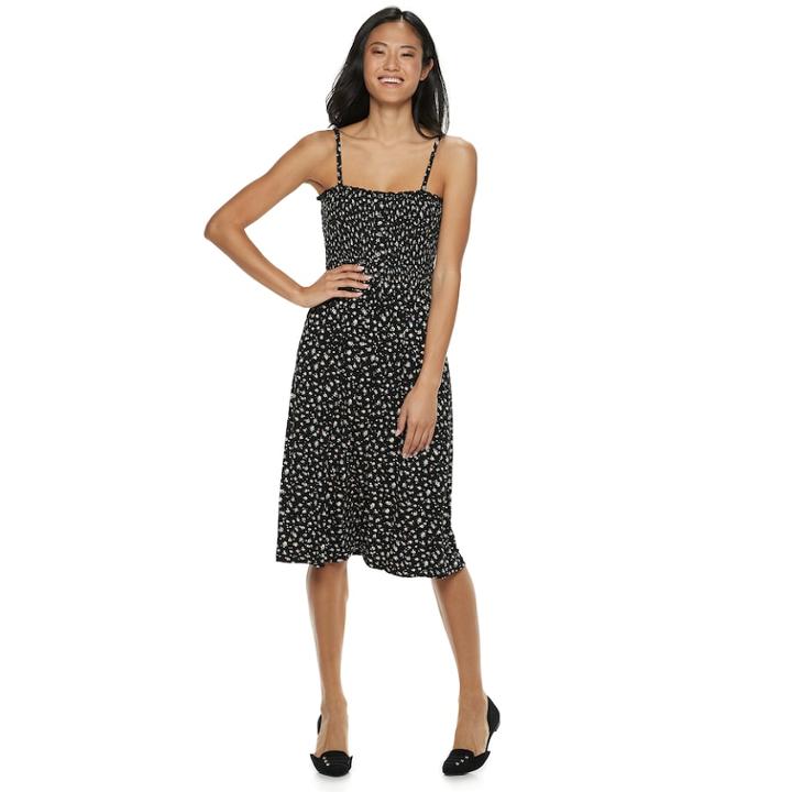 Juniors' So&reg; Smocked Midi Skater Dress, Teens, Size: Xl, Oxford