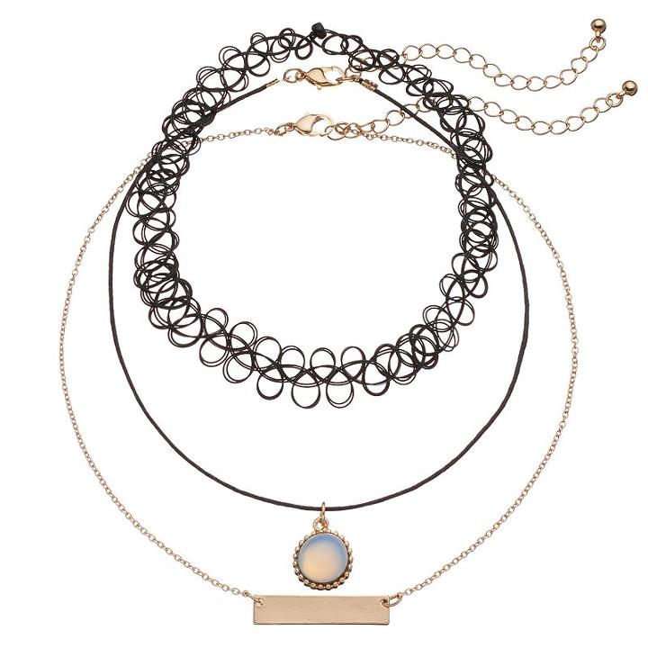 Mudd&reg; Choker, Cord & Bar Link Necklace Set, Women's, Ovrfl Oth