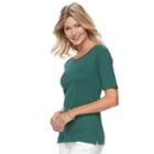 Women's Croft & Barrow&reg; Side-button Top, Size: Medium, Green