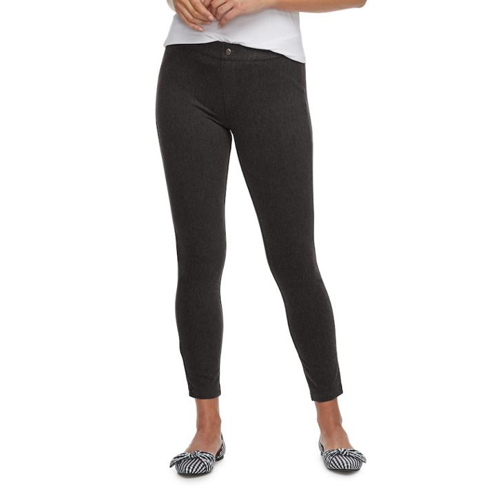 Women's Utopia By Hue Felted Twill Jean Skimmer Leggings, Size: Large, Black