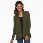 Women's Croft & Barrow&reg; Pleated Open Front Cardigan, Size: Large, Green