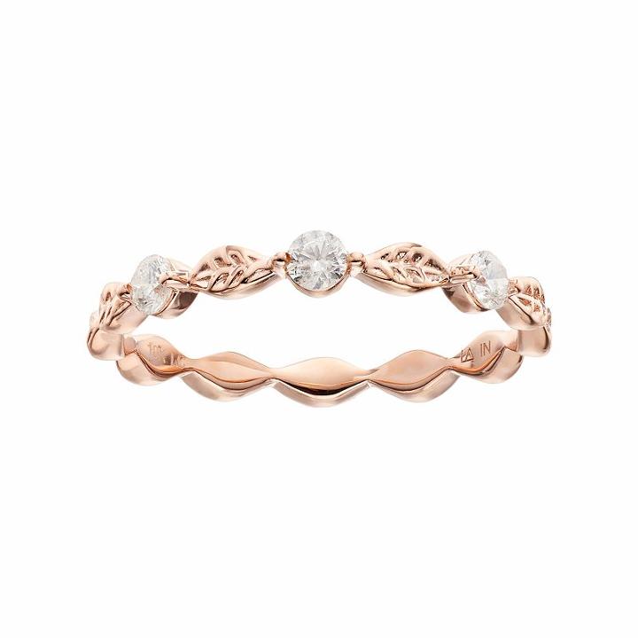 Lc Lauren Conrad 10k Gold 1/5 Carat T.w. Diamond Leaf Ring, Women's, Size: 7, White