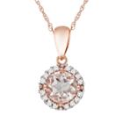 10k Rose Gold Morganite And Diamond Accent Pendant, Women's, Size: 17, Pink