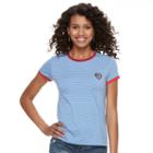 Juniors' So&reg; Striped Crewneck Tee, Girl's, Size: Medium, Blue (navy)