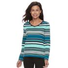 Petite Croft & Barrow&reg; Long Sleeve Tee, Women's, Size: L Petite, Lt Green
