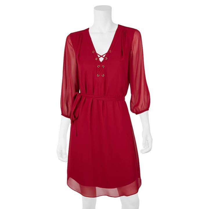 Juniors' Iz Byer Lace-up Shirtdress, Teens, Size: Small, Purple