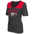 Women's Campus Heritage Georgia Bulldogs Twist V-neck Tee, Size: Medium, Dark Red