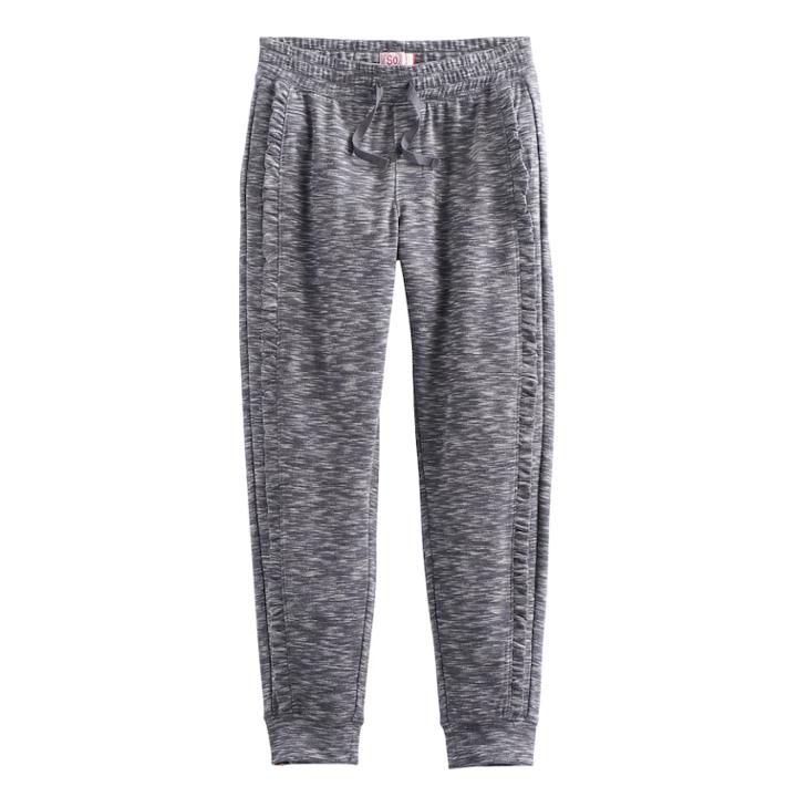 Girls 7-16 & Plus Size So&reg; Ruffled Jogger Pants, Size: 12, Dark Grey